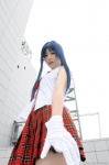 blue_hair cosplay gloves kawashima_ami makise_anji pantyhose pleated_skirt ponytail school_uniform skirt sleeveless_blouse tie toradora! rating:Safe score:0 user:nil!