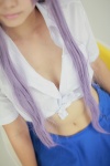blouse cleavage cosplay enako pleated_skirt purple_hair reisen_udongein_inaba school_uniform skirt touhou rating:Safe score:0 user:nil!