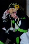 atsuma blonde_hair bracelets cosplay crossplay dramatical_murder fingerless_gloves gloves hat jacket noiz shirt tie trousers rating:Safe score:0 user:pixymisa