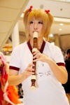 blonde_hair cosplay marui_mitsuba mitsudomoe recorder reu tshirt twintails rating:Safe score:0 user:pixymisa