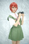 blouse camera cosplay dangan-ronpa jumper koizumi_mahiru pantyhose red_hair school_uniform seri sheer_legwear rating:Safe score:1 user:nil!