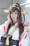 cosplay detached_sleeves hairband itsuki_akira kantai_collection kimono kongou_(kantai_collection) miko pleated_skirt skirt rating:Safe score:1 user:nil!