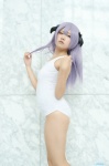 cosplay hanyuu higurashi_no_naku_koro_ni horns one-piece_swimsuit purple_hair swimsuit taotsu rating:Safe score:3 user:nil!