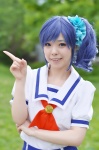 blue_hair cosplay hazuki_riko kiriya_aoi pleated_skirt sailor_uniform school_uniform side_ponytail skirt rating:Safe score:0 user:nil!
