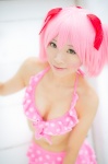 bikini_top cleavage cosplay hair_ribbons kaname_madoka mashiro_yuki miniskirt pink_hair puella_magi_madoka_magica skirt swimsuit twintails rating:Safe score:1 user:nil!