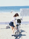 beach bicycle costume komatsu_ayaka ocean pleated_skirt sailor_uniform school_uniform skirt socks wanibooks_10 rating:Safe score:1 user:nil!