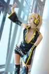 blonde_hair bodysuit choker cosplay crossplay detached_sleeves headset kagamine_len leggings shorts tatsuki_(ii) vocaloid rating:Safe score:1 user:nil!