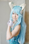 a-mi animal_ears blue_hair bunny_ears cosplay dororon_enma-kun leotard yukiko_hime rating:Safe score:0 user:nil!