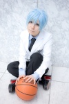 basketball blazer blue_eyes blue_hair cosplay crossplay kuroko_no_basuke kuroko_tetsuya shirt tie trousers umi_usagi rating:Safe score:0 user:pixymisa