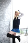 blonde_hair cosplay hairbow namada original school_uniform sweater thighhighs zettai_ryouiki rating:Safe score:1 user:nil!