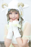blonde_hair cosplay croptop fingerless_gloves gloves hood horns kaieda_kae original ribbons twin_braids rating:Safe score:0 user:pixymisa