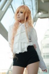blonde_hair blouse cosplay kanda_midori maraich_juschenfe pantyhose patalliro! shorts rating:Safe score:2 user:nil!