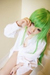 bed bottomless cc code_geass cosplay dress_shirt green_hair mosaic_kakera open_clothes pantyhose tatsuki rating:Safe score:1 user:nil!