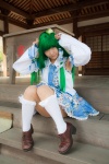 cosplay detached_sleeves green_hair kochiya_sanae lenfried miniskirt panties skirt socks touhou rating:Safe score:1 user:nil!