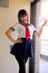 black_legwear blouse cosplay glasses mitsuki_(ii) original pantyhose pleated_skirt sailor_uniform scarf school_uniform skirt rating:Safe score:1 user:pixymisa