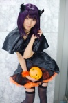cosplay dress garters horns original purple_hair rinami thighhighs zettai_ryouiki rating:Safe score:3 user:nil!