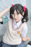 armband blouse cosplay hair_ribbons kozakura_rena pleated_skirt school_uniform shirai_kuroko skirt socks sweater_vest to_aru_kagaku_no_railgun twintails rating:Safe score:0 user:nil!