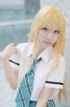blonde_hair blouse choco cosplay hoshii_miki idolmaster pleated_skirt school_uniform skirt tie rating:Safe score:0 user:nil!