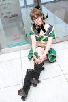 akizuki_ritsuko boots cosplay croptop glasses hairbow idolmaster microphone miniskirt ohtsuki_amo ribbon_tie skirt twin_braids rating:Safe score:0 user:pixymisa