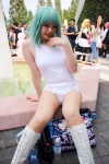 boots cosplay green_hair kazami_yuuka mari_(ii) pantyhose swimsuit touhou rating:Safe score:1 user:pixymisa