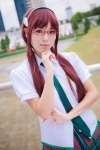 akitsu_honoka blouse cosplay glasses hairband makinami_mari_illustrious neon_genesis_evangelion pleated_skirt rebuild_of_evangelion red_hair school_uniform skirt tie rating:Safe score:0 user:pixymisa