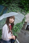blouse bookbag karin_(iv) kneesocks pleated_skirt rain school_uniform skirt umbrella rating:Safe score:2 user:nil!