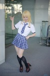 a-mi blonde_hair blouse cosplay hoshii_miki idolmaster kneesocks pantyhose pleated_skirt school_uniform sheer_legwear skirt tie rating:Safe score:1 user:nil!