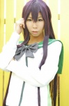 ashiya_noriko busujima_saeko busujima_saeko_no_eroi_toko cosplay highschool_of_the_dead purple_hair sailor_uniform school_uniform rating:Safe score:1 user:nil!