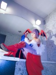 bathroom bodysuit boots cosplay detached_sleeves head_wings lilith_aensland mirror pantyhose purple_hair tamashi_no_mayoigo vampire_(game) wings yuuki_sayo rating:Safe score:1 user:nil!