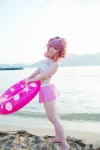 anya_alstreim beach cleavage code_geass cosplay croptop hairband miniskirt ocean pink_hair skirt striped tatsuki rating:Safe score:1 user:nil!