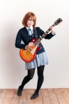 blazer blouse cosplay guitar hair_clips hirasawa_yui k-on! mizuki pantyhose pleated_skirt school_uniform skirt rating:Safe score:3 user:nil!