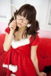 cosplay dress glasses hair_ribbons maron original santa santa_costume twintails rating:Safe score:2 user:xkaras