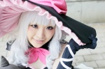 bowtie cosplay dress elbow_gloves gloves melty okoge scarf shining_hearts white_hair witch_hat rating:Safe score:0 user:pixymisa