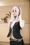 armband cosplay headset lilium megurine_luka pink_hair skirt sleeveless_blouse vocaloid rating:Safe score:1 user:pixymisa