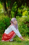 cosplay hiiragi_kagami kneesocks lucky_star minami_aika pleated_skirt purple_hair sailor_uniform school_uniform skirt twintails rating:Safe score:0 user:nil!
