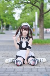 apron black_legwear cosplay dress hairband maid maid_uniform minko striped_legwear tagme_character tagme_series thighhighs twintails white_legwear zettai_ryouiki rating:Questionable score:1 user:nil!