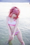 anya_alstreim beach cleavage code_geass cosplay croptop hairband ocean panties pink_hair striped tatsuki wet rating:Safe score:2 user:nil!