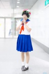 cosplay kanon pleated_skirt sailor_uniform school_uniform skirt socks to_aru_kagaku_no_railgun uiharu_kazari wreath rating:Safe score:0 user:nil!
