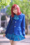 blazer blouse bookbag cosplay love_live!_school_idol_project nishikino_maki pleated_skirt red_hair school_uniform skirt skirt_lift soubi_zero rating:Safe score:2 user:nil!