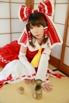 blouse cosplay detached_sleeves hairbow hakurei_reimu higurashi_rin miko skirt touhou rating:Safe score:0 user:Beako