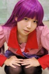 bakemonogatari blouse cosplay pleated_skirt purple_hair reco school_uniform senjougahara_hitagi skirt thighhighs tie rating:Safe score:0 user:pixymisa