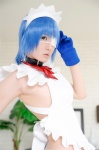 apron blue_hair cosplay eyepatch gloves hairband ikkitousen kibashi maid maid_uniform panties ryomou_shimei rating:Safe score:0 user:nil!