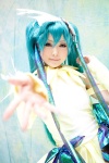 aqua_hair cosplay detached_sleeves dress hatsune_miku headdress jiruko twintails vocaloid rating:Safe score:0 user:pixymisa