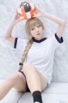 ahoge amane blonde_hair braid buruma cosplay gym_uniform pantyhose sheer_legwear shorts socks tagme_character tagme_series tshirt rating:Safe score:0 user:nil!