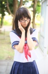 cosplay glasses ichigo_100 pleated_skirt rinami sailor_uniform school_uniform skirt toujou_aya rating:Safe score:2 user:nil!