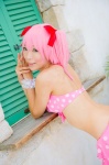 bikini_top cosplay hair_ribbons kaname_madoka mashiro_yuki miniskirt pink_hair puella_magi_madoka_magica skirt swimsuit twintails rating:Safe score:0 user:nil!