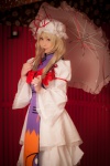 atsuki blonde_hair cosplay dress fan hat suite_memory tabard touhou umbrella yakumo_yukari rating:Safe score:1 user:nil!