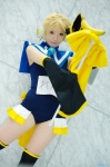 aka blonde_hair cosplay crossplay detached_sleeves headset kagamine_len kagamine_len_no_bousou_(vocaloid) pantyhose school_swimsuit swimsuit thighhighs vocaloid wand rating:Safe score:2 user:nil!