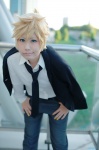 blazer blonde_hair cosplay crossplay dress_shirt hatomune kagamine_len romeo_to_juliet_(vocaloid) tie trousers vocaloid rating:Safe score:0 user:nil!