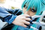 aqua_hair cosplay croptop jacket kanda_midori knife yurikawa_saki zombie-ya_reiko rating:Safe score:0 user:xkaras